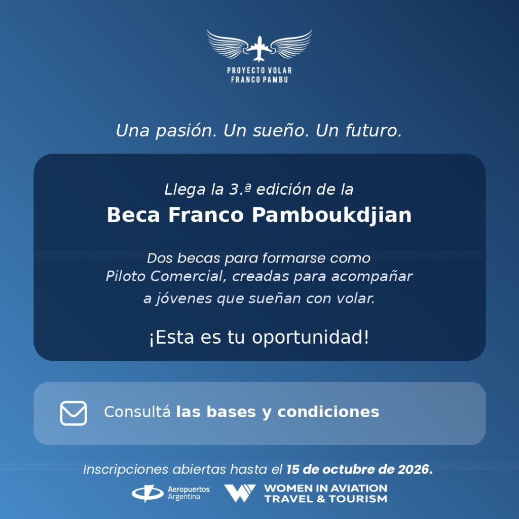 Nueva edición de la beca “Franco Pamboudkjian”  para la formación de pilotos aeronáuticos